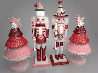 The Nutcracker three nutcrackers with candy canes 3D model