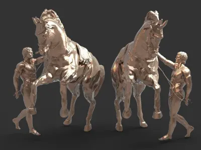Chariot horse Delphi sculpture mirrored 3D model