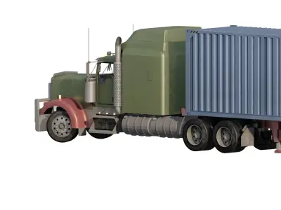 AMERICAN TRUCK WITH TRAILER 3D model