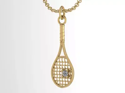 Tennis rocket pendant with gem 3D print model