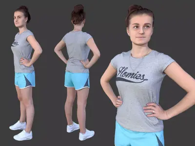 Sports Girl Low-poly 3D model