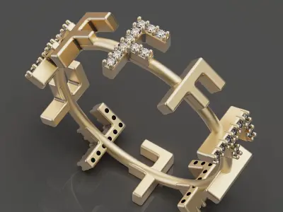 Letter F earring pendant ring    printable jewelry 3D model 3D print model