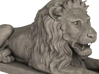 Stone Lion Sculpture Set 3D model