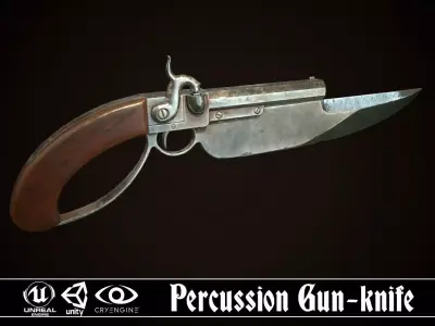 Percussion Gun-knife Low-poly 3D model