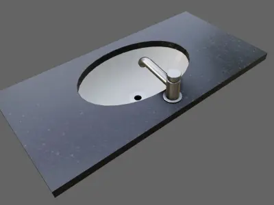 Faucet and Sink for Bathroom - Pia e Torneira Low-poly 3D model