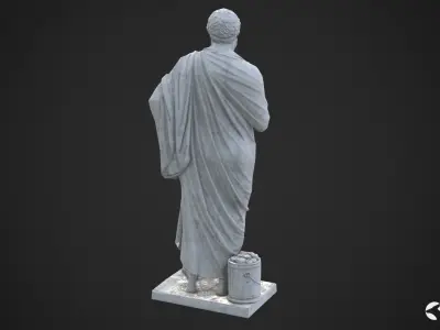 Sophocles Antique Statue - Old Granite Low-poly 3D model