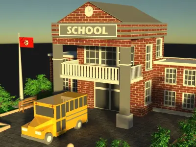 School 3D Design Low-poly 3D model
