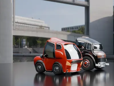 Retro Toon Cars  Tiny cute Car 3D print model