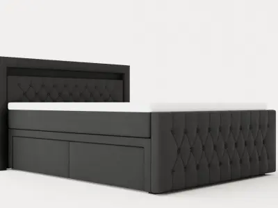 Franco Bed Package 160x200 Co Storage Led Lighting Gray Low-poly 3D model