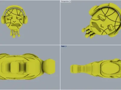 BALL HEAD GUY HEADPHONES 3D print model