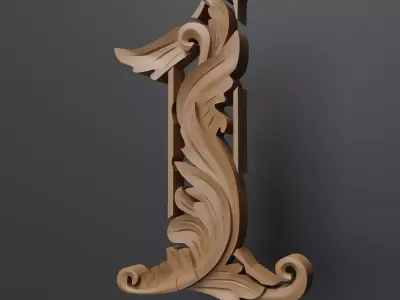 Decorative carved number 1 base mesh 3D model