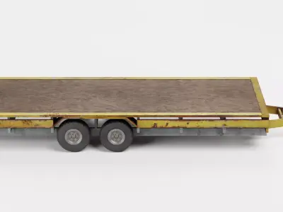 Old Utility Trailer V2 - Drop Deck Vehicle Base Low-poly 3D model