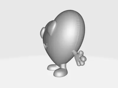 Cute Valentine Heart Character Figurine Smiling Love Heart Decor 3D print model