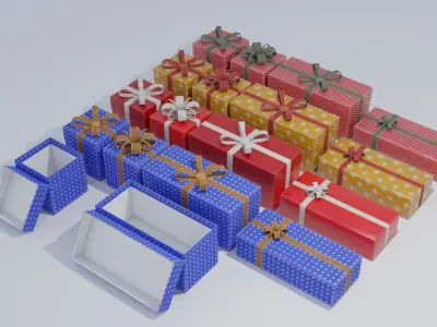 Ultimate Christmas Present set 4K and 2K Low-poly 3D model