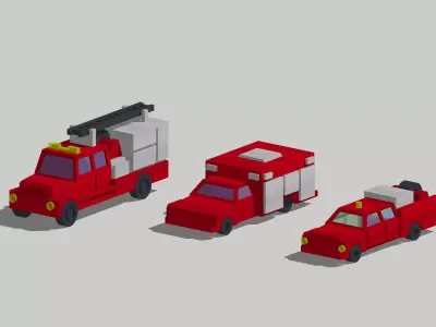 Wildland Style Fire Engine Truck Set by Outland Models Low-poly 3D model