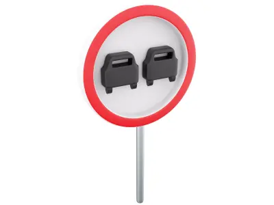 3D  overtaking sign cartoon icon 3D model