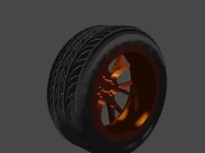 Wheel orange car 3D model
