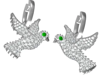 Dove Of Peace Bird Earring  3D print model