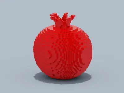 Voxel Pomegranate Low-poly 3D model