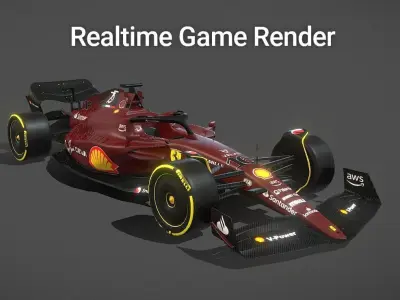 Formula 1 Ferrari Scuderia 16 Low Poly and High Poly F1-75 Low-poly 3D model