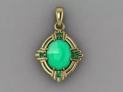 Pendant cabochon oval  3D print model