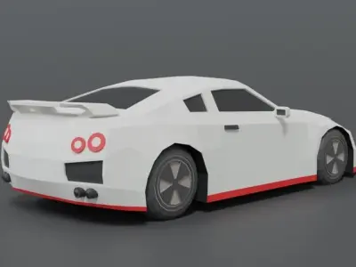 Low Poly Cartoon Sports Car Low-poly 3D model