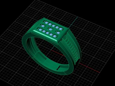 Print Ready STL 3DM  Gents Rings Diamond Men Ring  3D print model 161