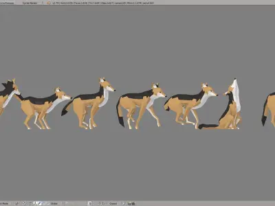 Jackals polygonal wolf Low-poly 3D model