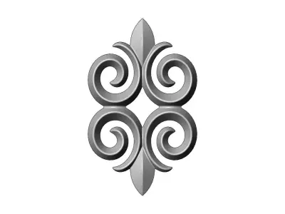 Floral motif decoration scroll relief 3D print model