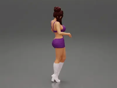 Hot Woman In Sexy Dress with bun hairstyle 3D print model