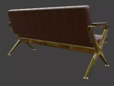 Luxury Tufted Leather Sofa 3D Model 3D model