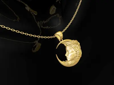 Beautiful Moon gold pendant jewelry 3D print model