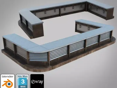 Bar table Low-poly 3D model