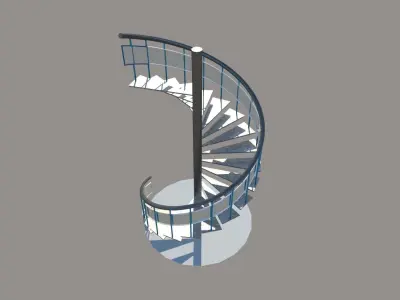 Steel Spiral Stair Metal Spiral Stair Low-poly 3D model