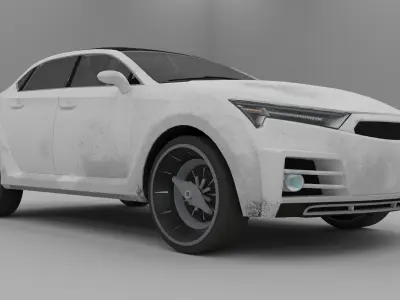Low poly futuristic Car Low-poly 3D model