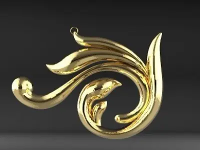 SCROLLING DESIGN PENDANT 3D CAD 3D print model