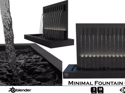 Modern Waterfall Wall Fountain Low-poly 3D model