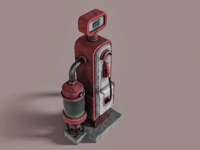 Old Gas Station Steampunk Low-poly 3D model
