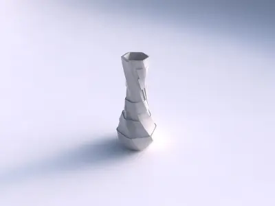 Vase twisted larger opening hexagon with sharp ribbons 3D print model