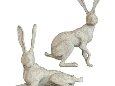 Hares figurine set One 3D model
