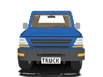 Voxel Pickup Single Cab Low-poly 3D model