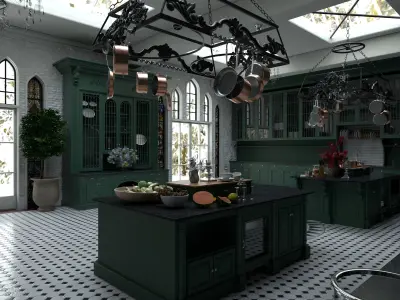 Luxury Victorian Style Apothecary Kitchen 3D model