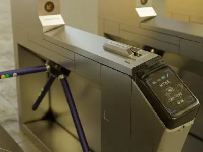 NYC Subway Ticket Checker Gate Low-poly 3D model