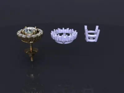 Solitaire Diamond Earring Jacket 4MM 3D print model