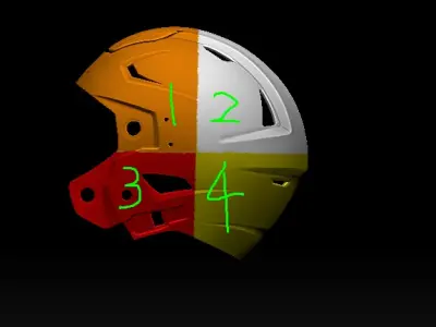 Full Size Adult Football Helmet - Single Print and 8-print Files 3D print model
