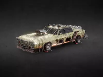 Dodge Post apocalyptic PBR Low-poly 3D model