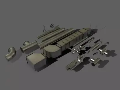 Simple Game ready modular pipes 3D model