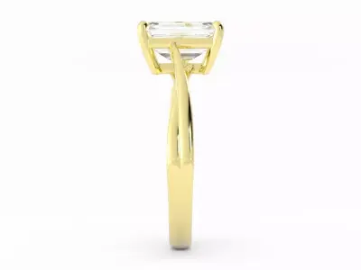 Emerald Cut Solitaire With Twist Band And Rendering 3D print model