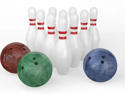 Bowling Balls and Pins 3D model