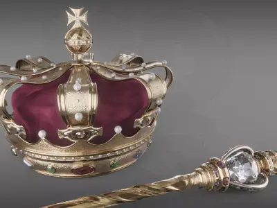 Crown and sceptre 3D model